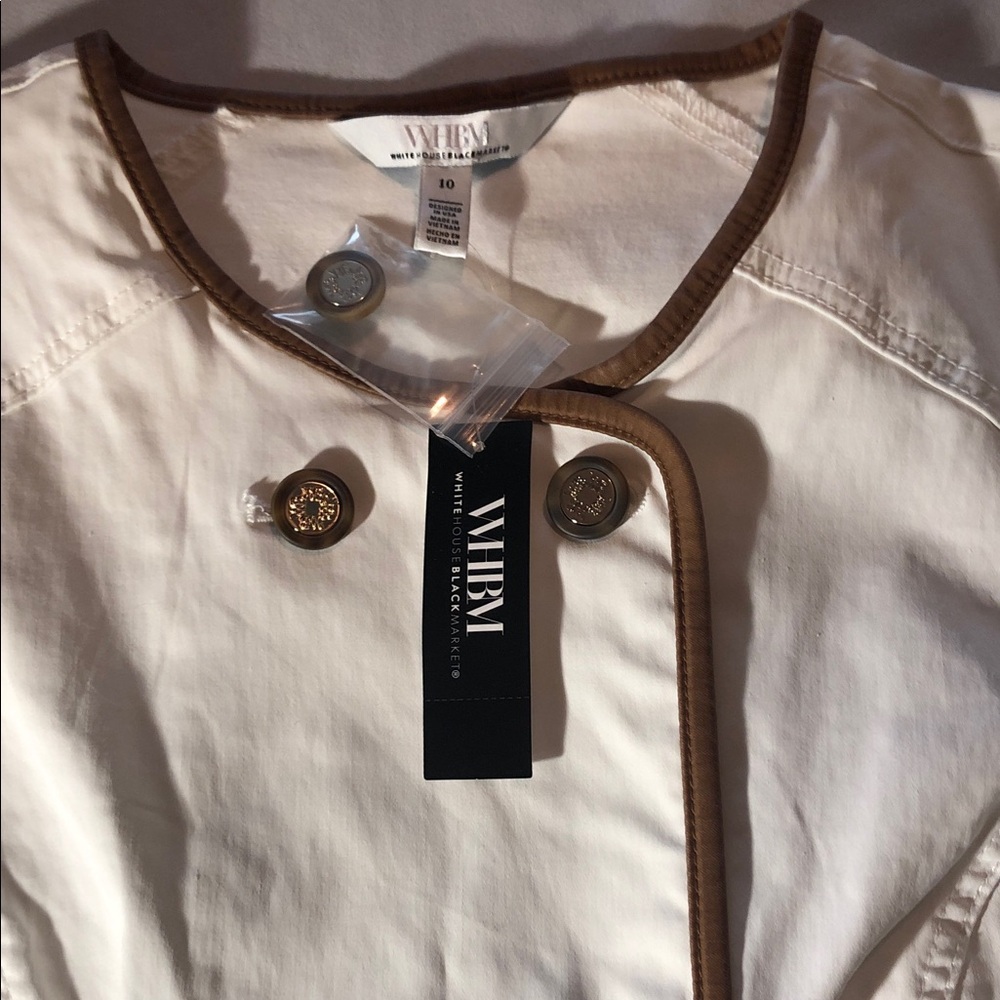 White House Black Market Cream and Brown Jacket